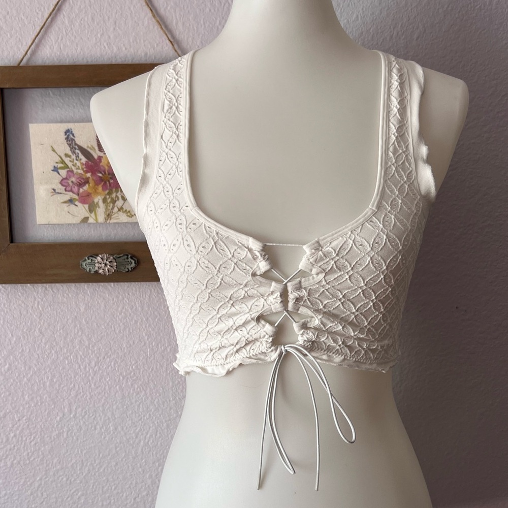 Anthropologie seamless tie front bralette white